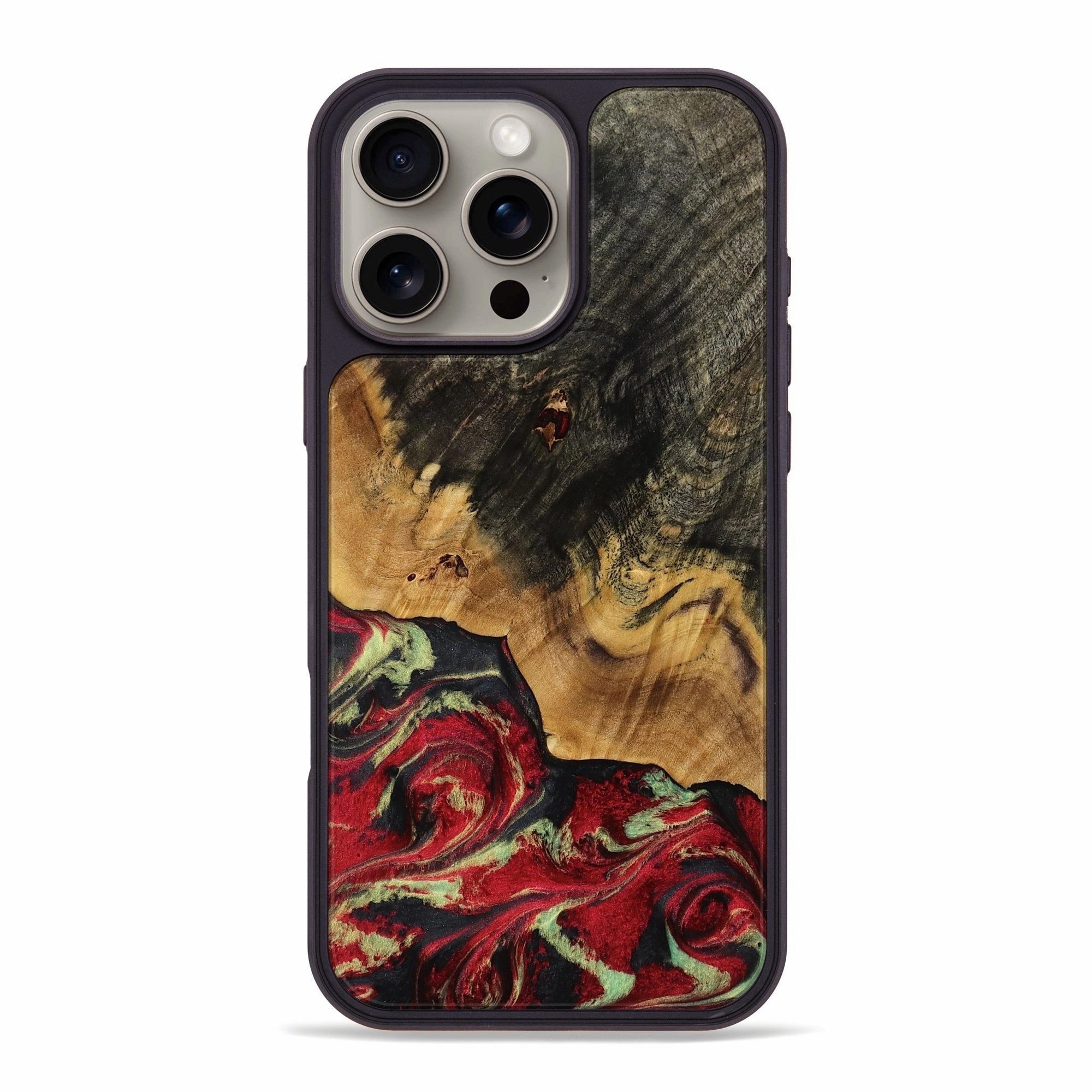 Scratch Resistant Glass Drop Protection Iphone 16 Pro Max Wood Phone Case - Arlen (Red, 770749)