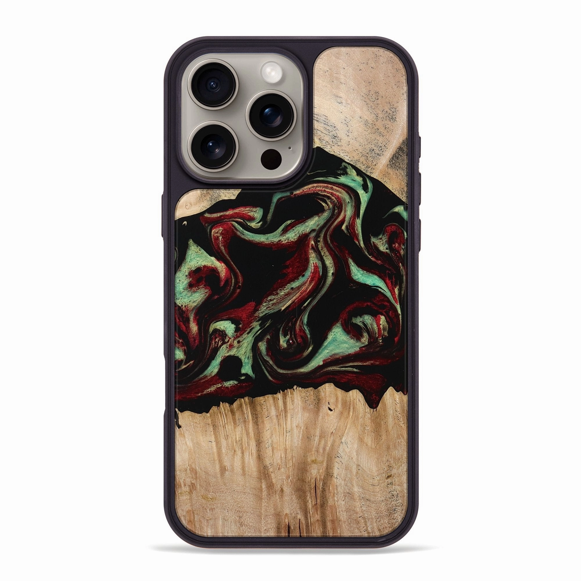 Anti Reflection Screen Anti Static Iphone 16 Pro Max Wood Phone Case - Arron (Red, 773588)