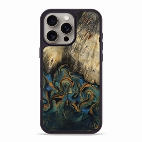 Bubble Free Screen Iphone 16 Pro Max Wood Phone Case - Ayden (Teal & Gold, 772163)