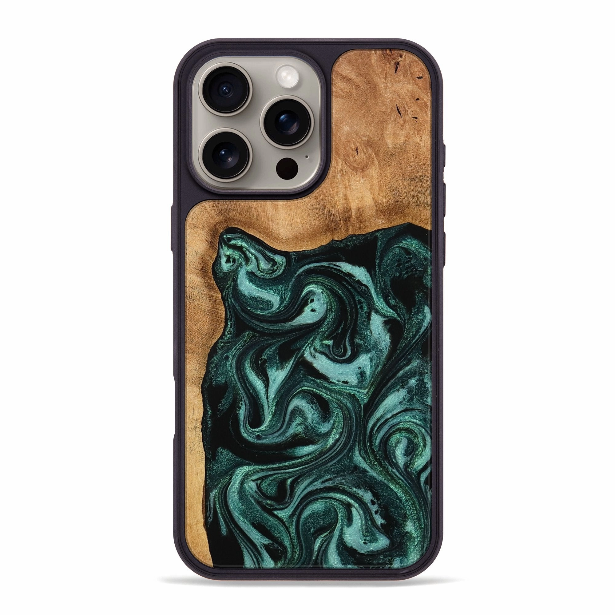 Iphone 16 Pro Max Wood Phone Case - Brett (Green, 774950) Anti Shock Screen