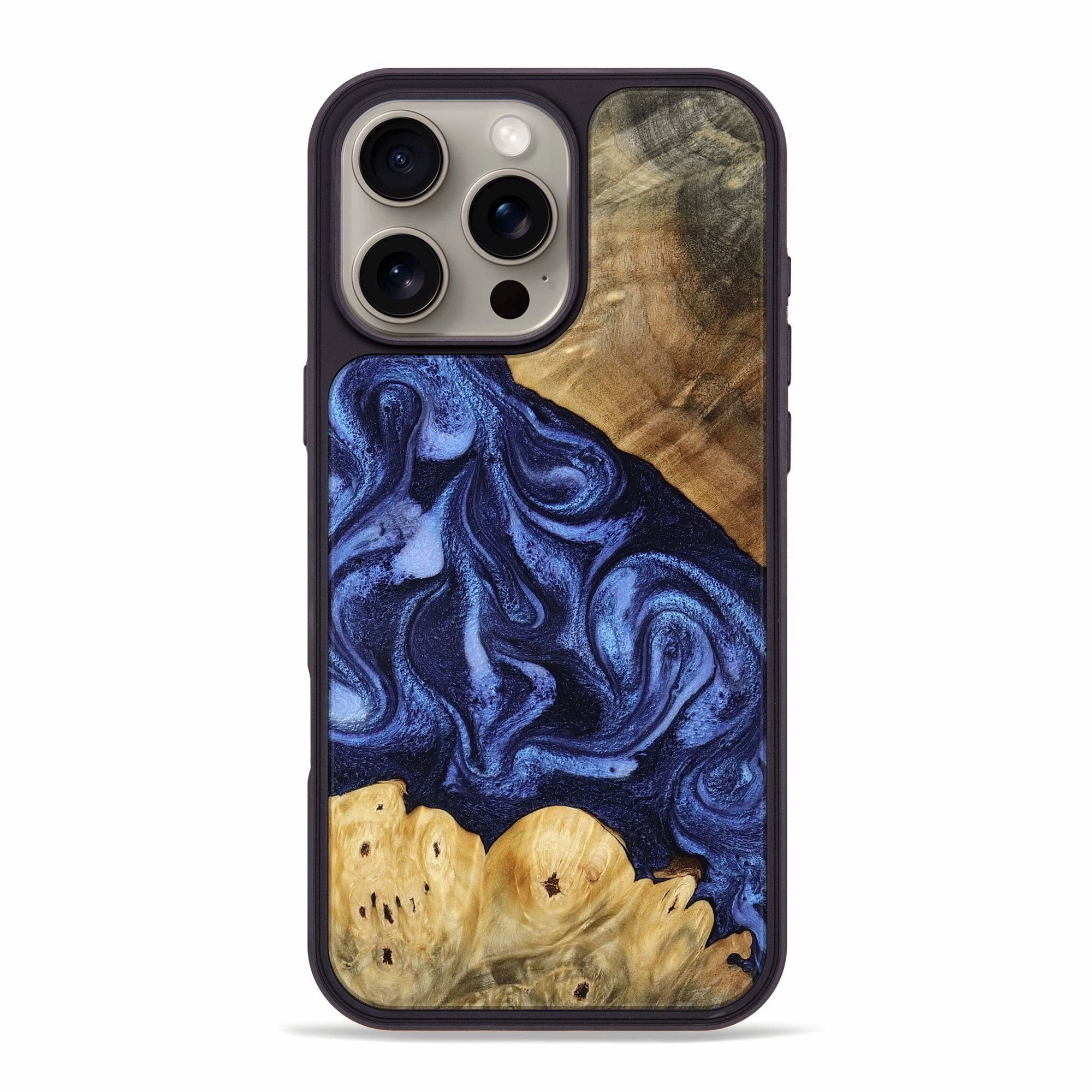 Iphone 16 Pro Max Wood Phone Case - Bryce (Blue, 769752) Anti Spy Raised Edges