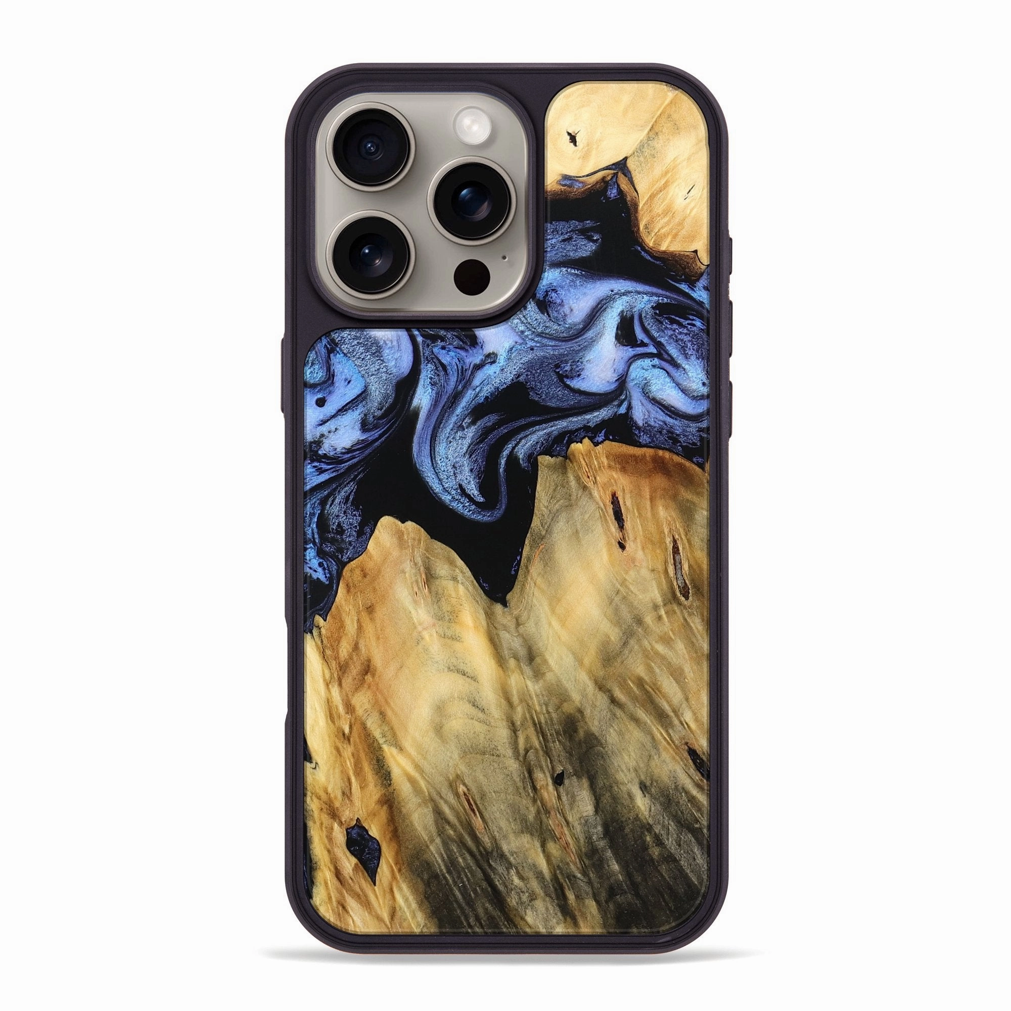 Iphone 16 Pro Max Wood Phone Case - Charity (Blue, 764561) Anti Static Tempered Glass