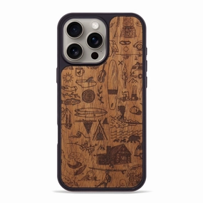 Iphone 16 Pro Max Wood Phone Case - Collage - Mahogany (Curated) Scratch Proof Oleophobic Coating