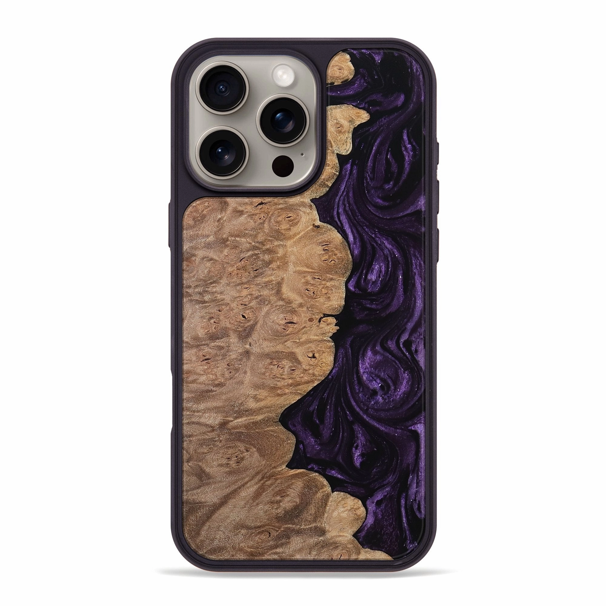 Iphone 16 Pro Max Wood Phone Case - Corbin (Purple, 770317) Smooth Surface Fingerprint Resistant Coating