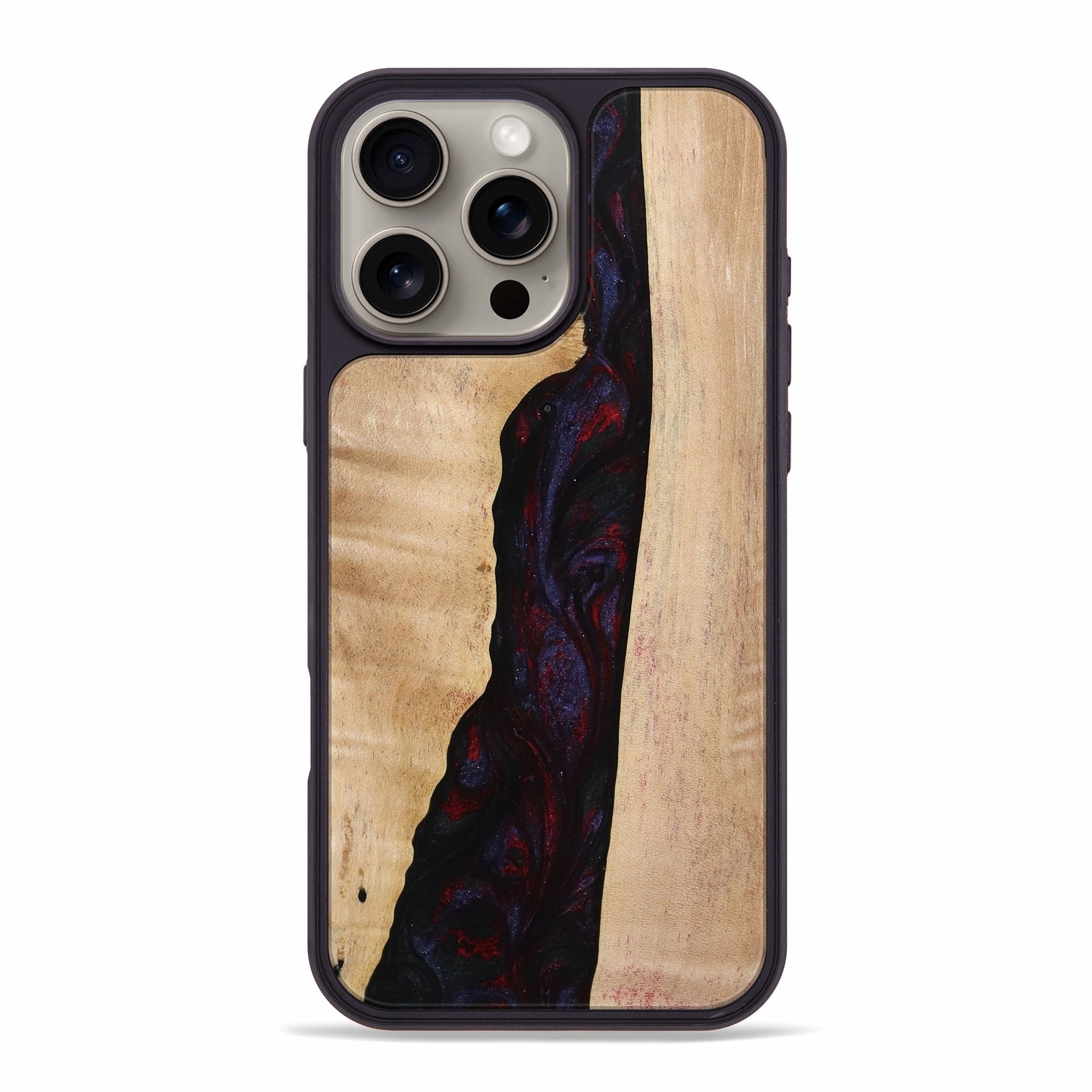 Iphone 16 Pro Max Wood Phone Case - Darron (Red, 773570) Bubble Free Smooth Touch