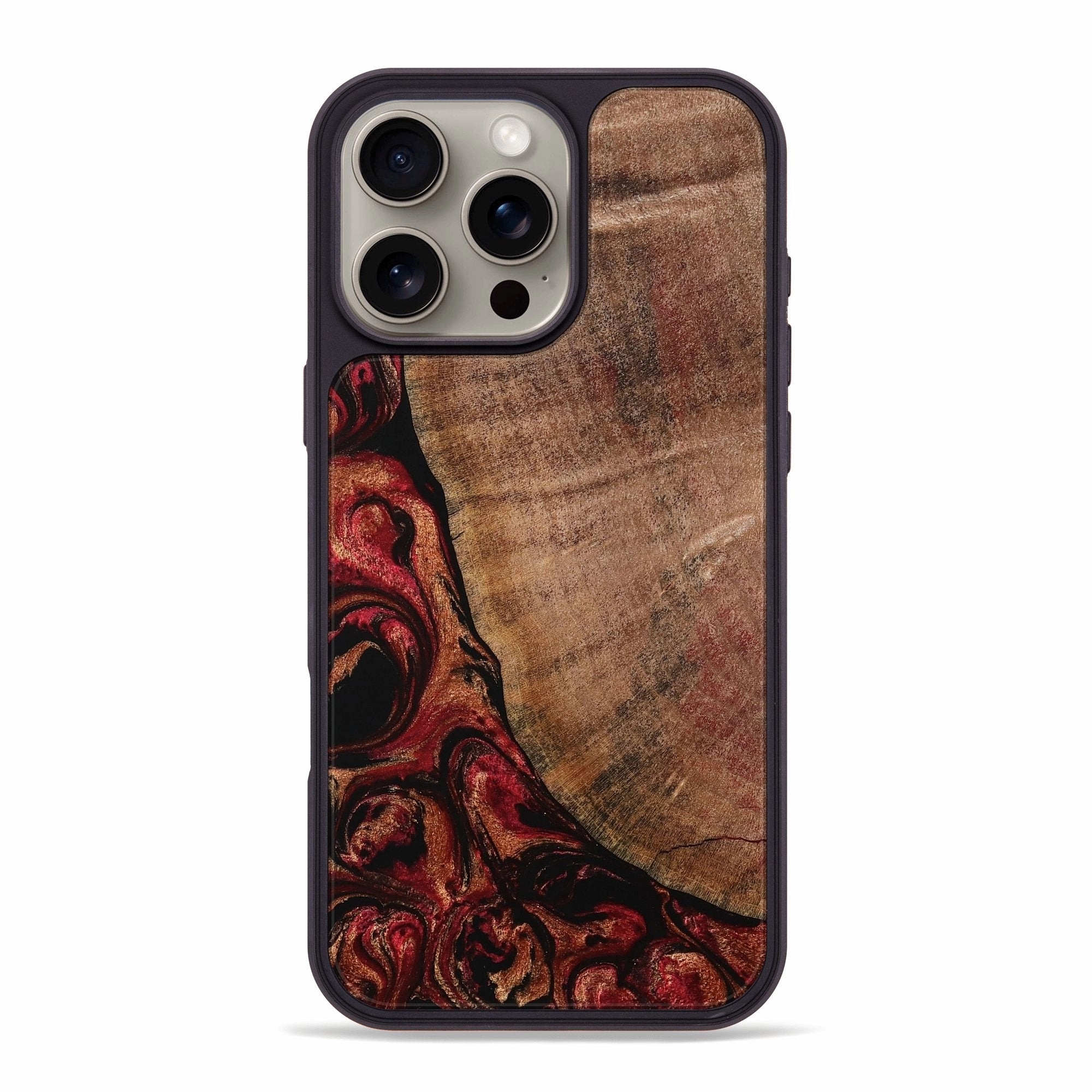 Anti Fingerprint Film Iphone 16 Pro Max Wood Phone Case - Demi (Red, 768898)