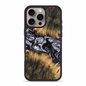 Rounded Edges Crystal Clear Iphone 16 Pro Max Wood Phone Case - Donn (Black & White, 770258)