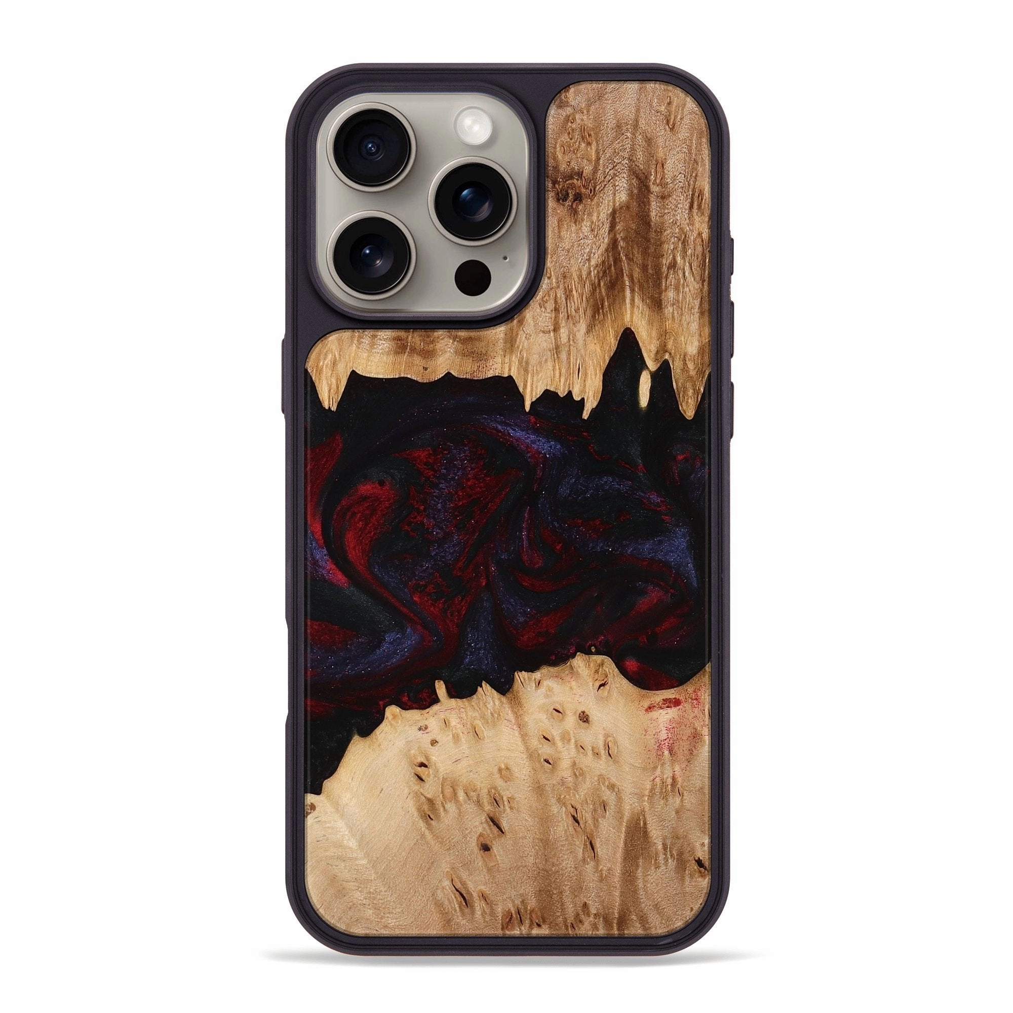 Iphone 16 Pro Max Wood Phone Case - Efrain (Red, 773334) Shockproof Anti Shock Screen