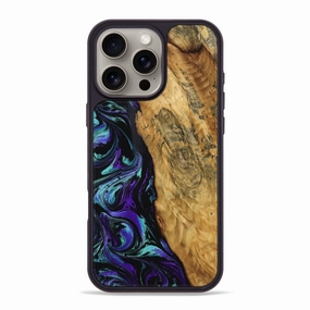 Iphone 16 Pro Max Wood Phone Case - Erick (Purple, 768595) Reinforced Corners Impact Resistant