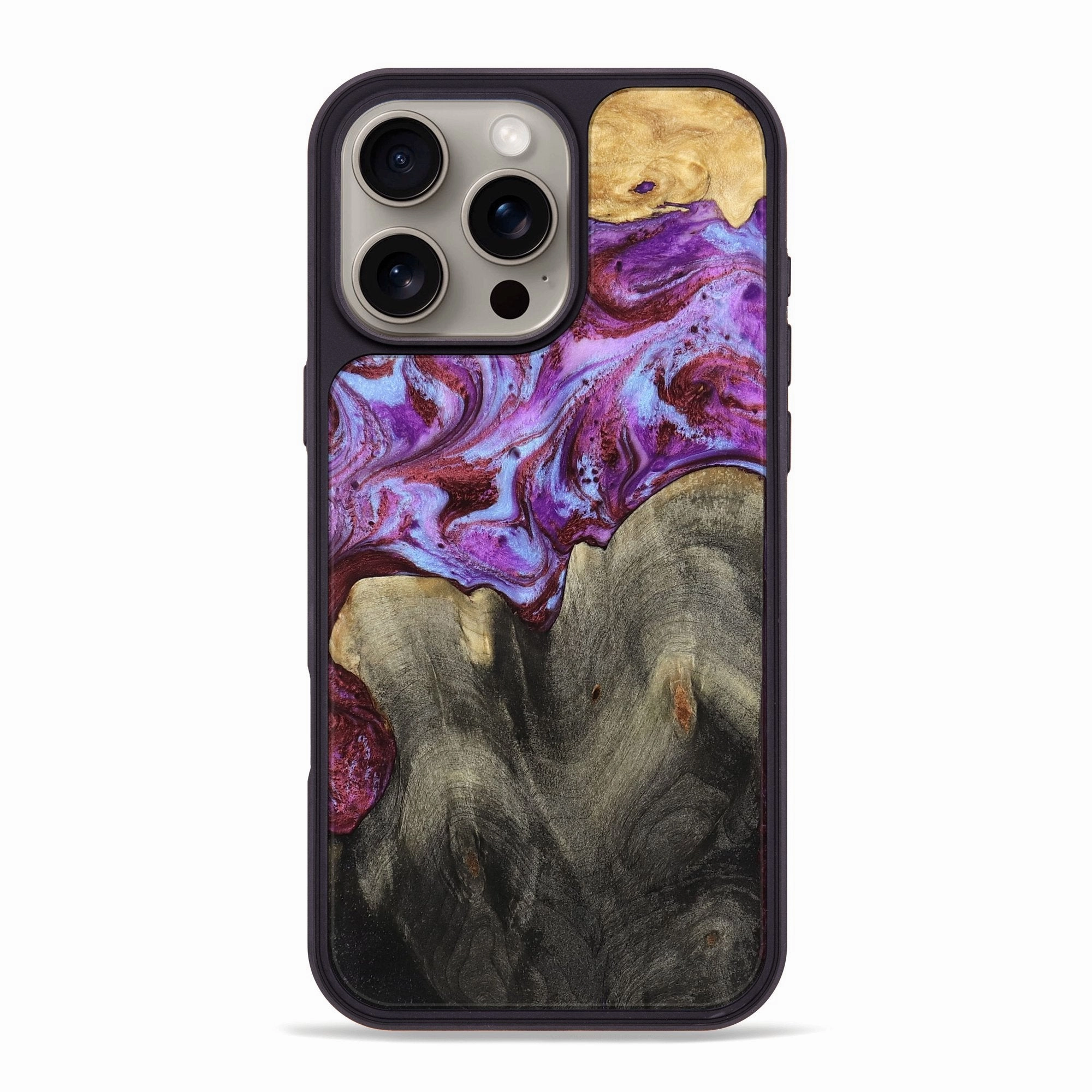 Anti Finger Mark Edge Guard Iphone 16 Pro Max Wood Phone Case - Everlee (Purple, 781362)