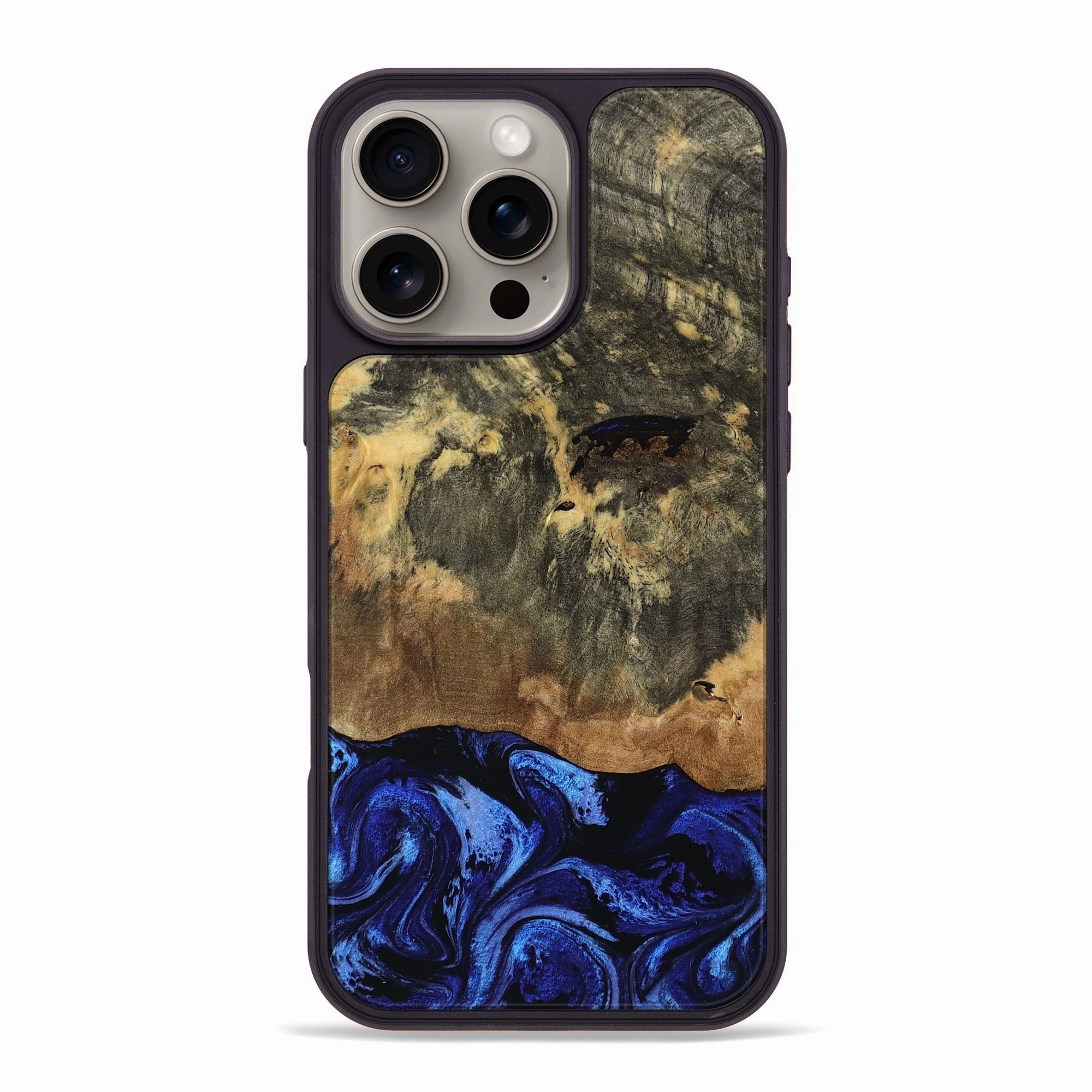 Iphone 16 Pro Max Wood Phone Case - Finnley (Blue, 763789) Fingerprint Resistant Anti Glare Film