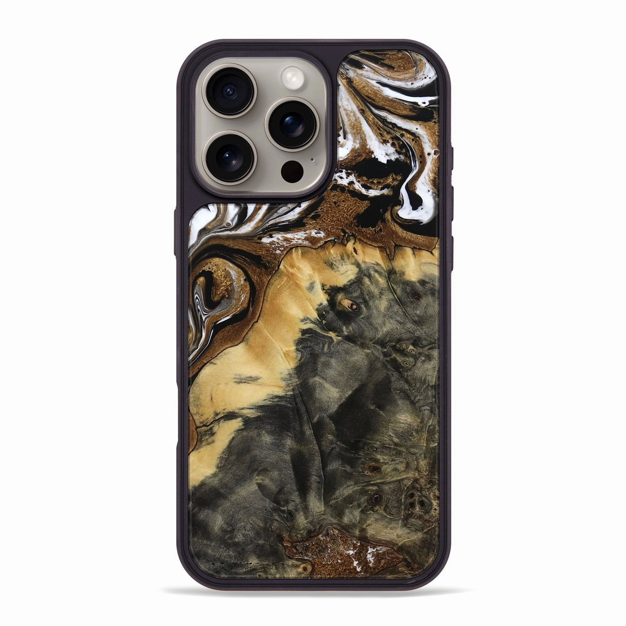 Smooth Surface Anti Glare Film Iphone 16 Pro Max Wood Phone Case - Flossie (Black & White, 771853)