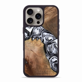 Iphone 16 Pro Max Wood Phone Case - Frank (Black & White, 770182) Bubble Free Installation Anti Finger Grease Film