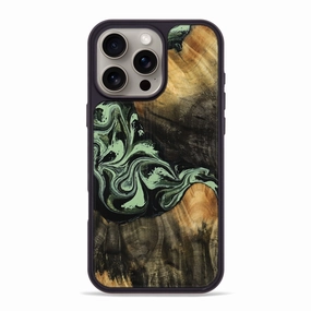 Iphone 16 Pro Max Wood Phone Case - Gladys (Green, 770473) Anti Fingerprint Shield