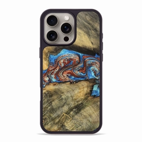 Rounded Edges Iphone 16 Pro Max Wood Phone Case - Gregg (Teal & Gold, 769775)
