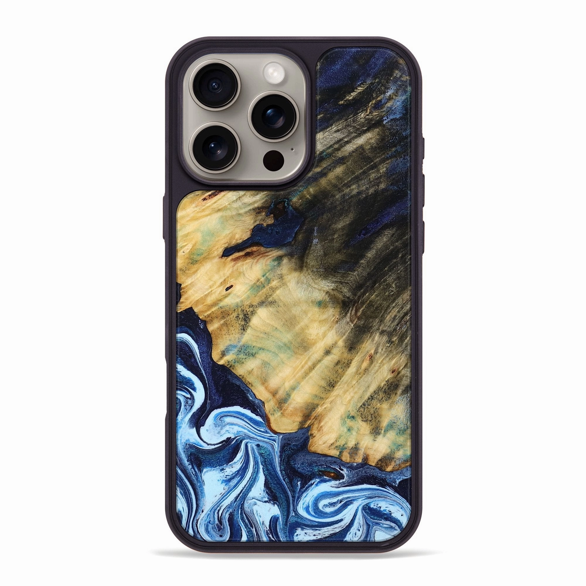 Shockproof Iphone 16 Pro Max Wood Phone Case - Holli (Blue, 773189)
