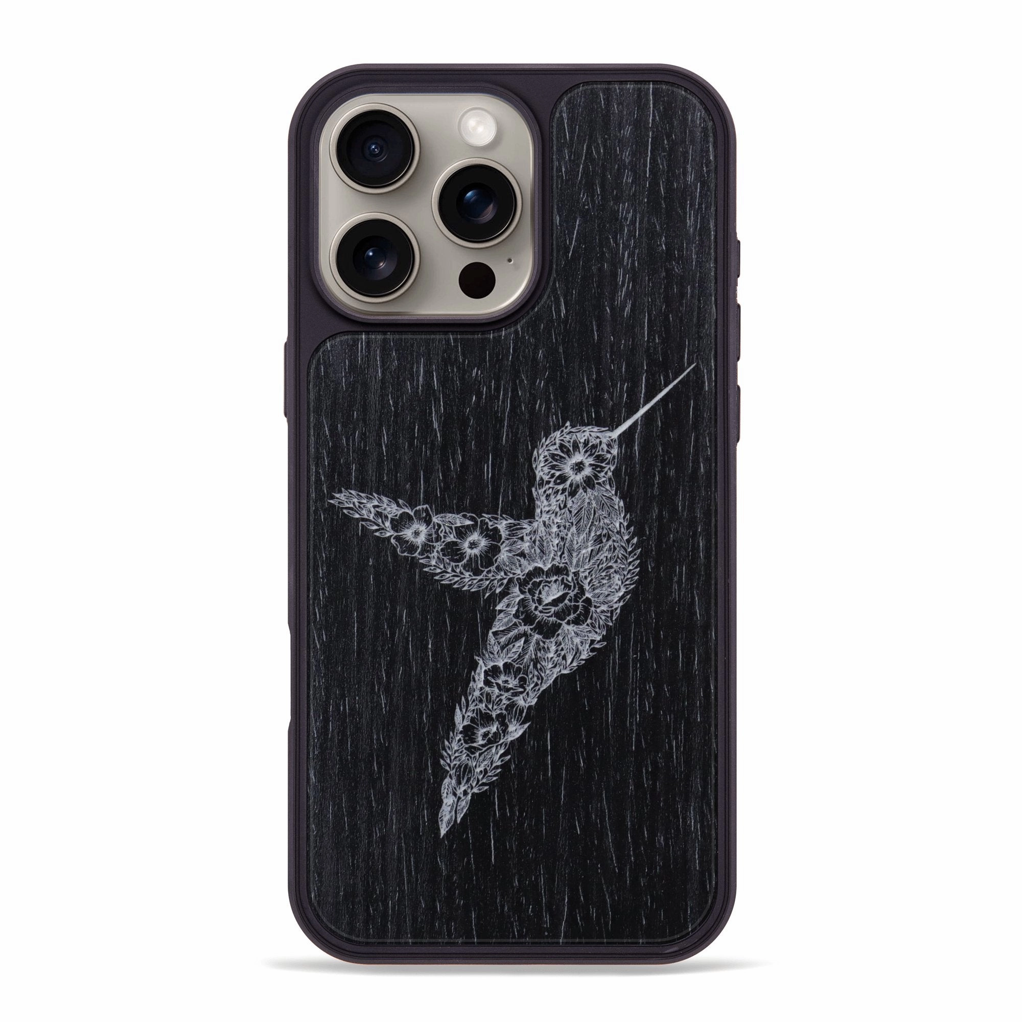 Iphone 16 Pro Max Wood Phone Case - Hover In The Moment - Ebony (Curated) Anti Glare Anti Scratch Coating