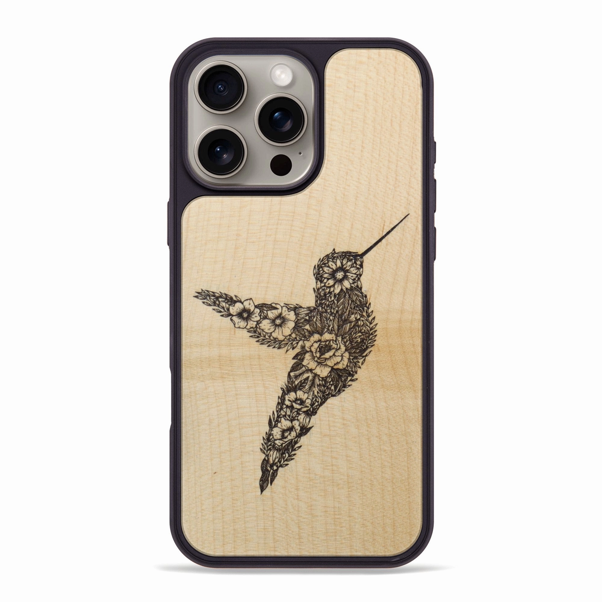Anti Fingerprint Screen Iphone 16 Pro Max Wood Phone Case - Hover In The Moment - Maple (Curated)