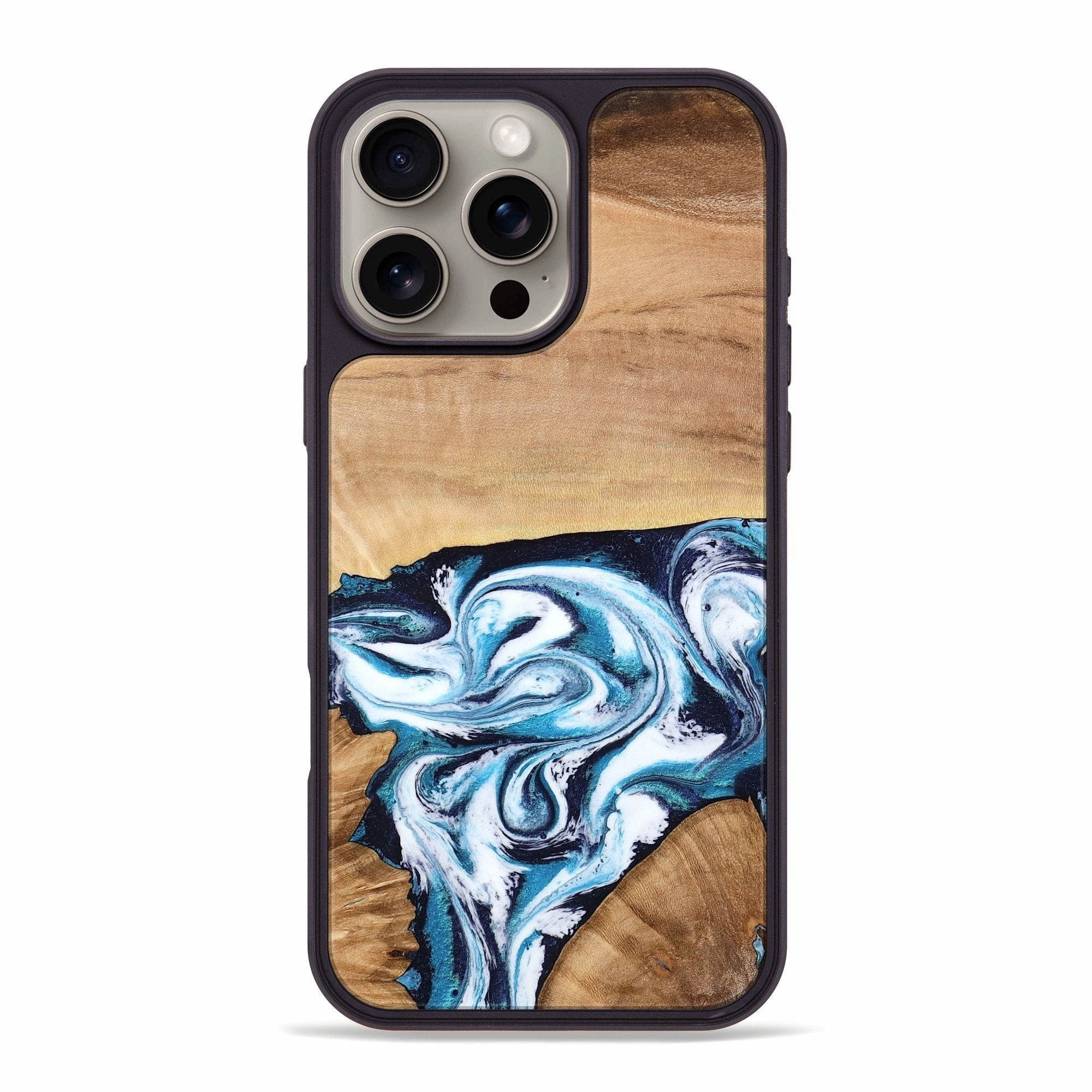 Fingerprint Free Iphone 16 Pro Max Wood Phone Case - Jaylynn (Blue, 762957)