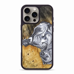 Anti Dust Fingerprint Shield Iphone 16 Pro Max Wood Phone Case - Jazlyn (Black & White, 773305)