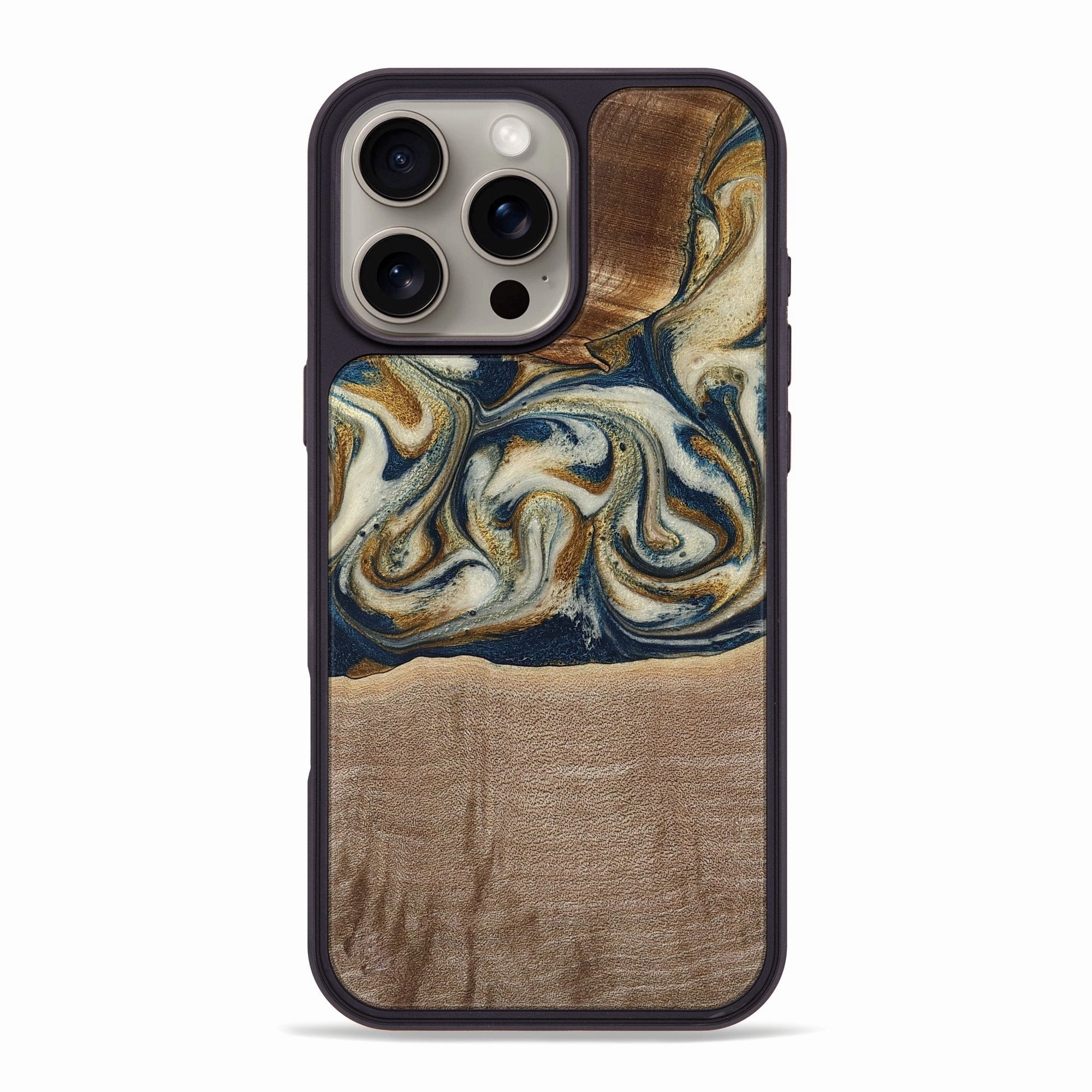 Crystal Clear Ultra Slim Protector Iphone 16 Pro Max Wood Phone Case - Jerry (Teal & Gold, 771617)