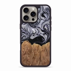 Anti Reflection Screen Iphone 16 Pro Max Wood Phone Case - Keenan (Black & White, 770382)
