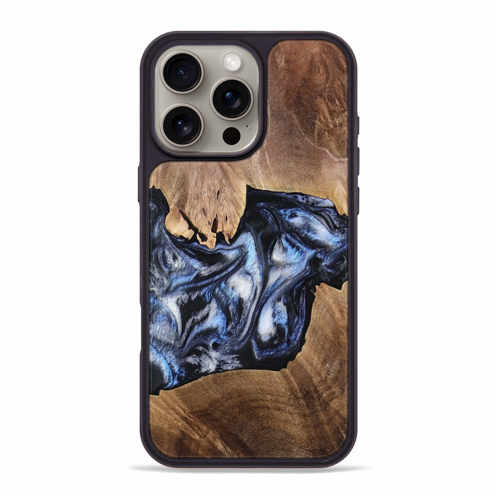 Iphone 16 Pro Max Wood Phone Case - Kelly (Blue, 765358) Protective Cover Anti Scratch Coating
