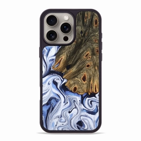 Iphone 16 Pro Max Wood Phone Case - Krysten (Blue, 770574) Dustproof Cover Shock Absorbing