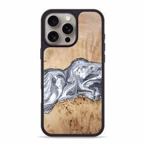 Iphone 16 Pro Max Wood Phone Case - Lea (Black & White, 773635) Anti Fog Rounded Edges