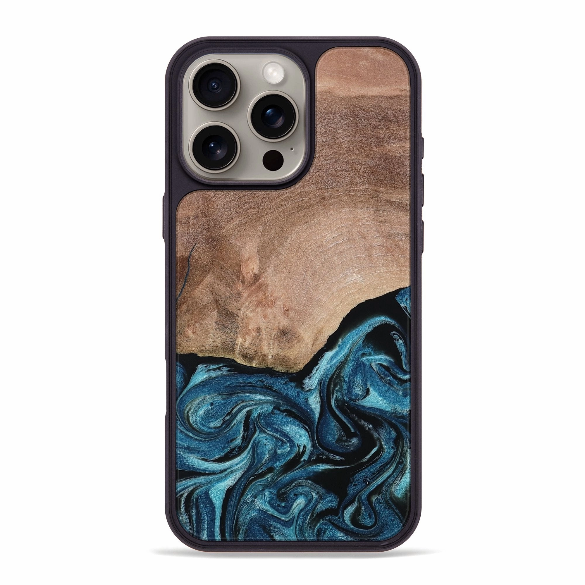 Edge to Edge Protection Edge Protection Iphone 16 Pro Max Wood Phone Case - Lucille (Blue, 762827)