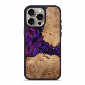 Iphone 16 Pro Max Wood Phone Case - Melva (Purple, 772817) Fingerprint Shield Bubble Free Installation
