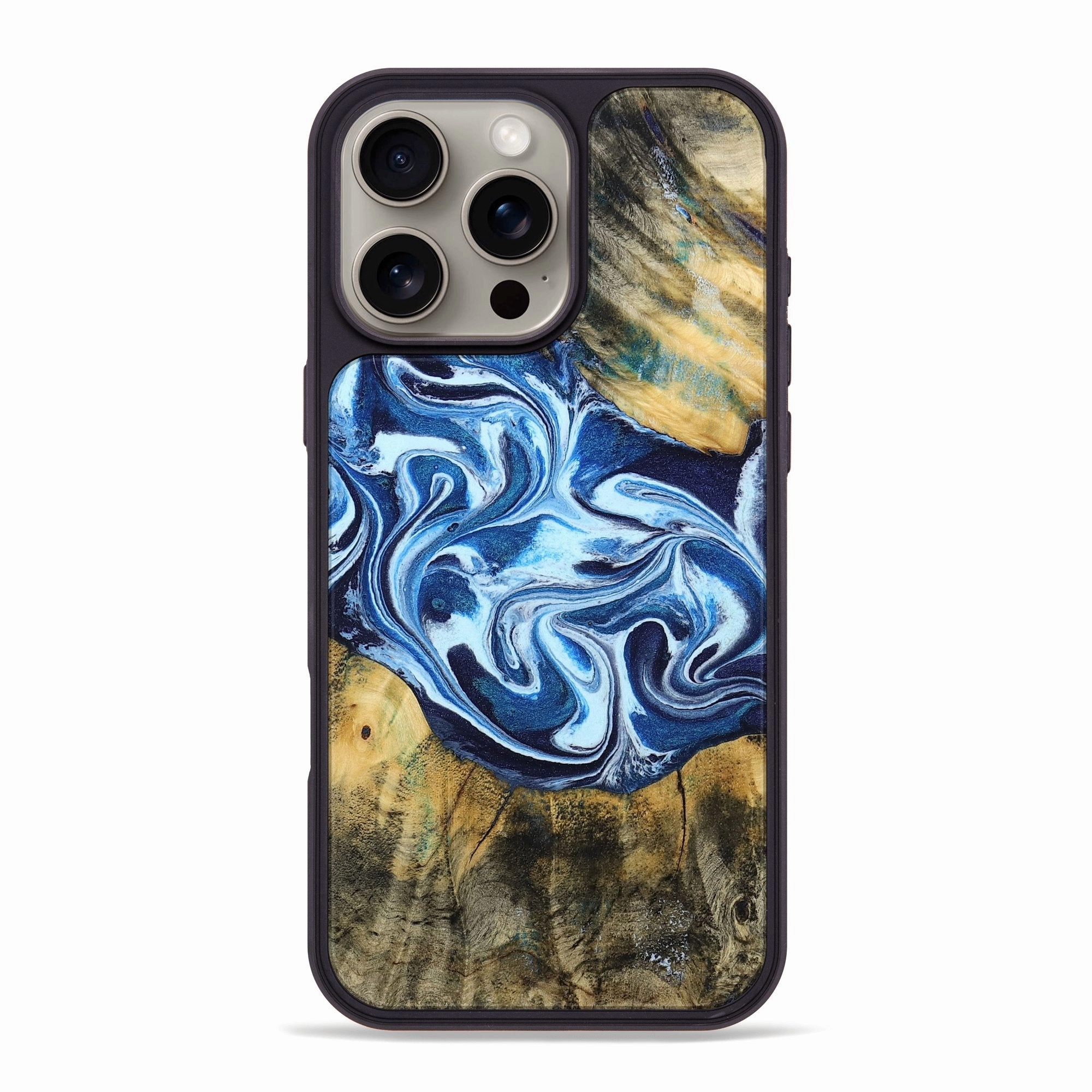 Iphone 16 Pro Max Wood Phone Case - Merlin (Blue, 773198) Shock Proof Film
