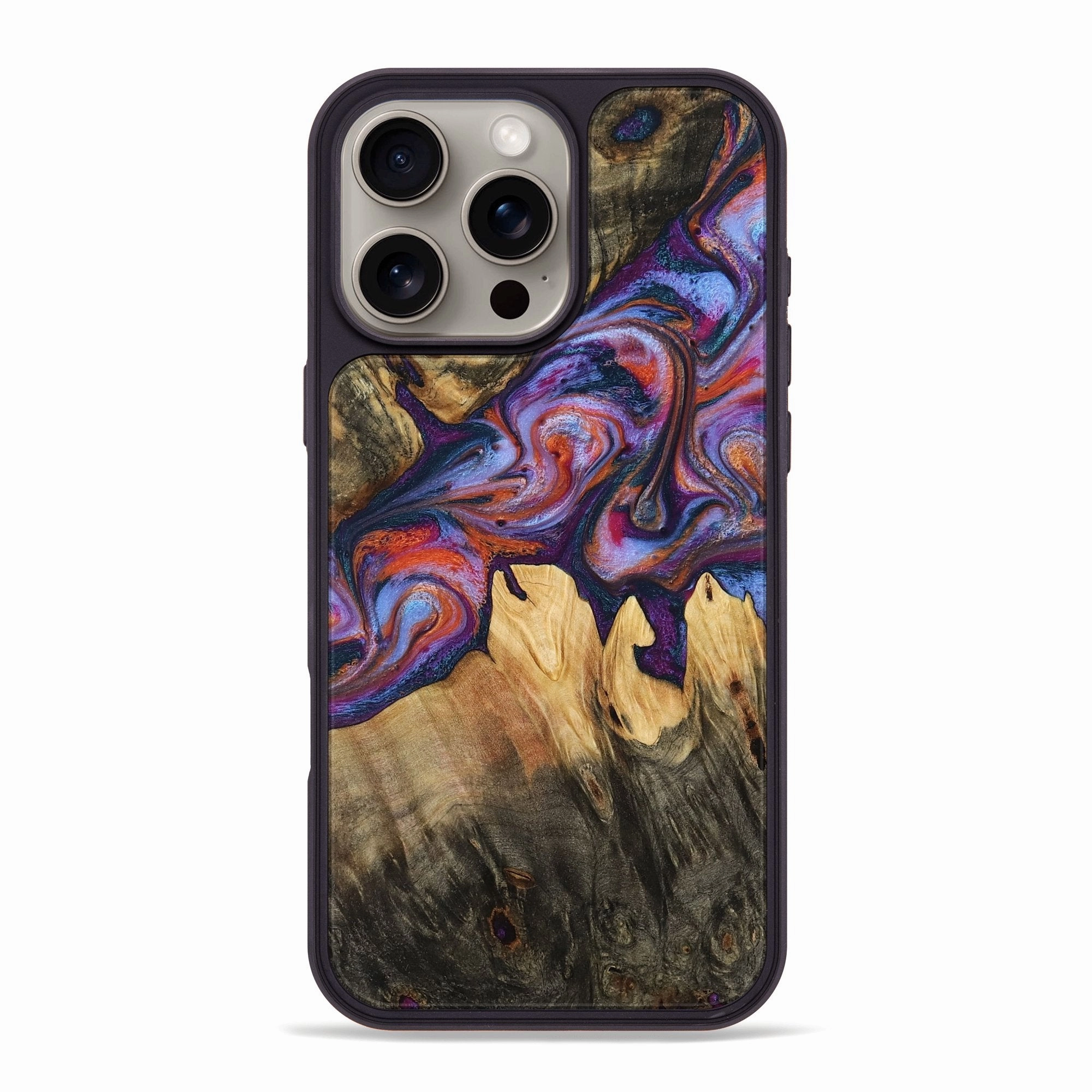 Bubble Free Installation Slim Screen Protector Iphone 16 Pro Max Wood Phone Case - Mireya (Purple, 770582)