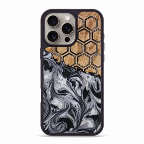 Iphone 16 Pro Max Wood Phone Case - Moesha (Pattern, 773843) Raised Edges