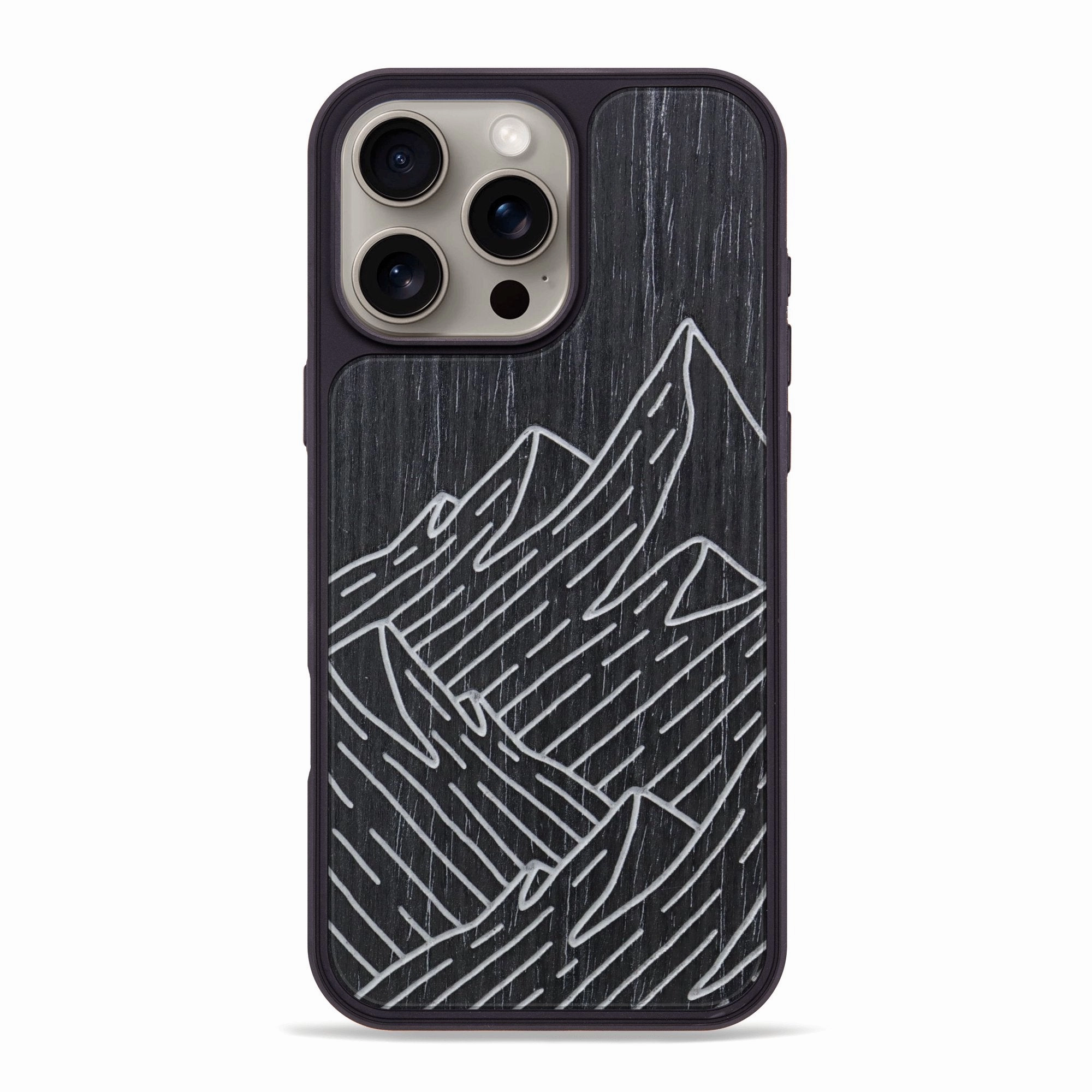 Iphone 16 Pro Max Wood Phone Case - Mountain - Ebony (Curated) Anti Dust Film