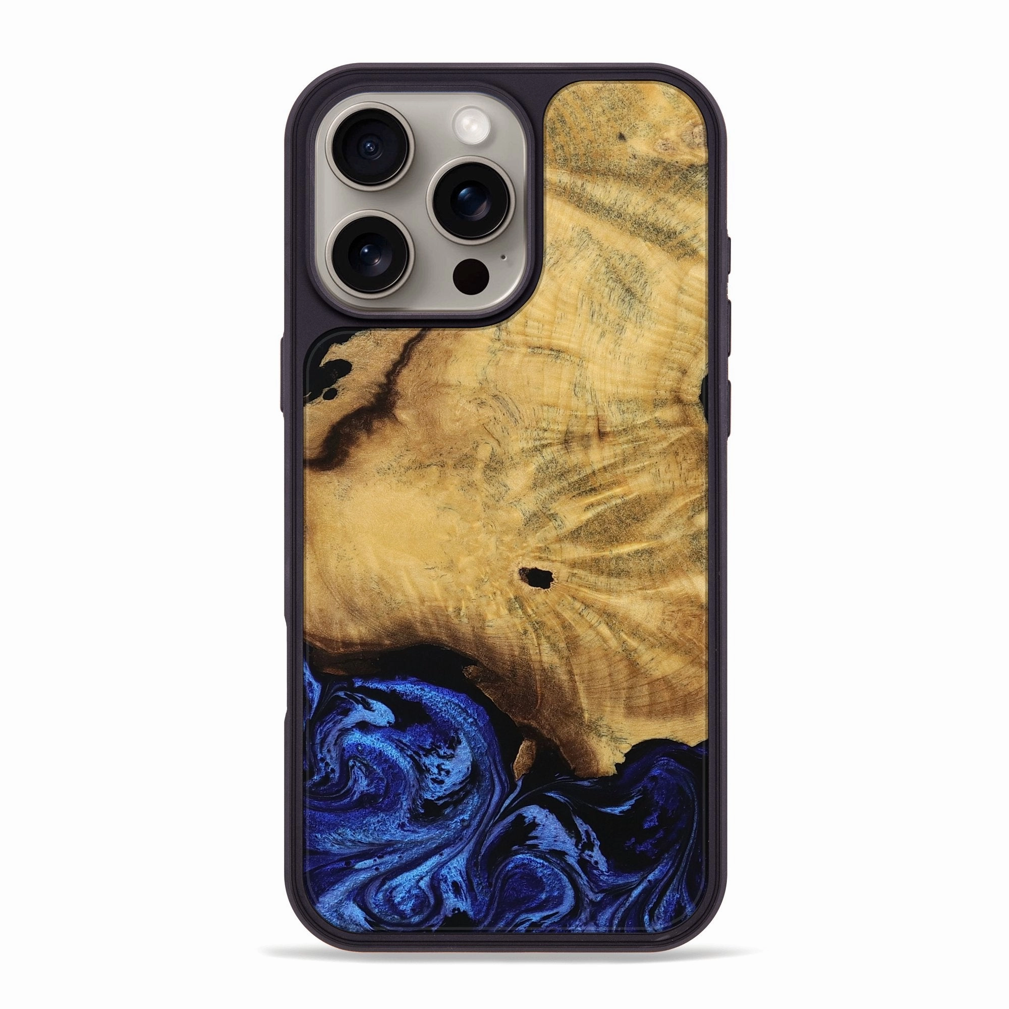 Rounded Edges Iphone 16 Pro Max Wood Phone Case - Nakita (Blue, 763575)