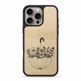Iphone 16 Pro Max Wood Phone Case - No Rain No Flowers - Maple (Curated) Bubble Free Installation