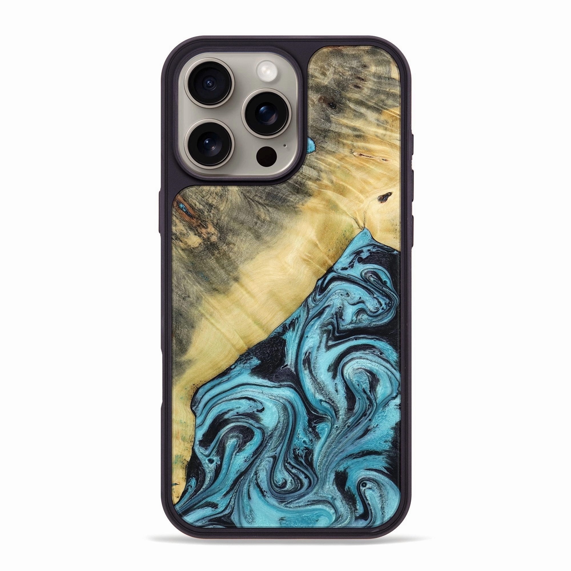 Anti Finger Grease Iphone 16 Pro Max Wood Phone Case - Paisley (Blue, 773931)
