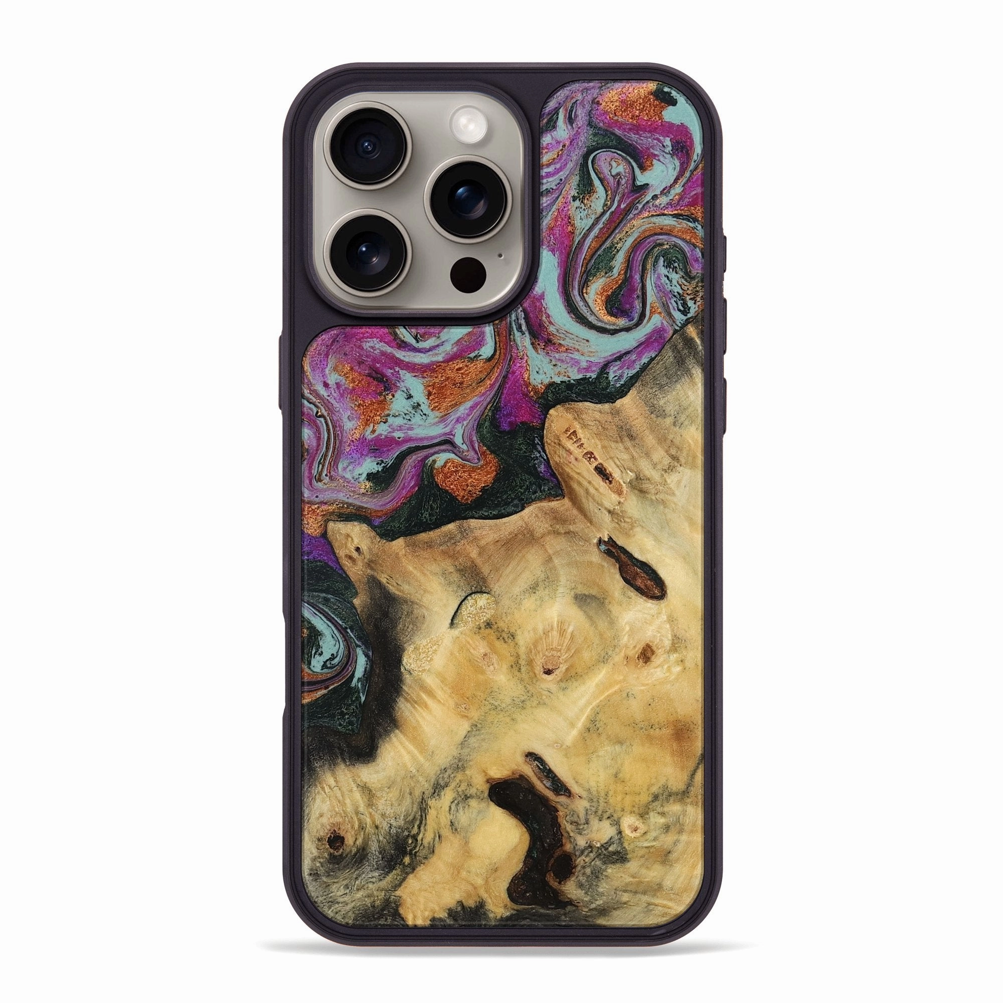 Iphone 16 Pro Max Wood Phone Case - Randell (Green, 781365) Oleophobic Coating