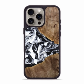Anti Reflection Screen Anti Yellowing Screen Iphone 16 Pro Max Wood Phone Case - Reese (Black & White, 772069)