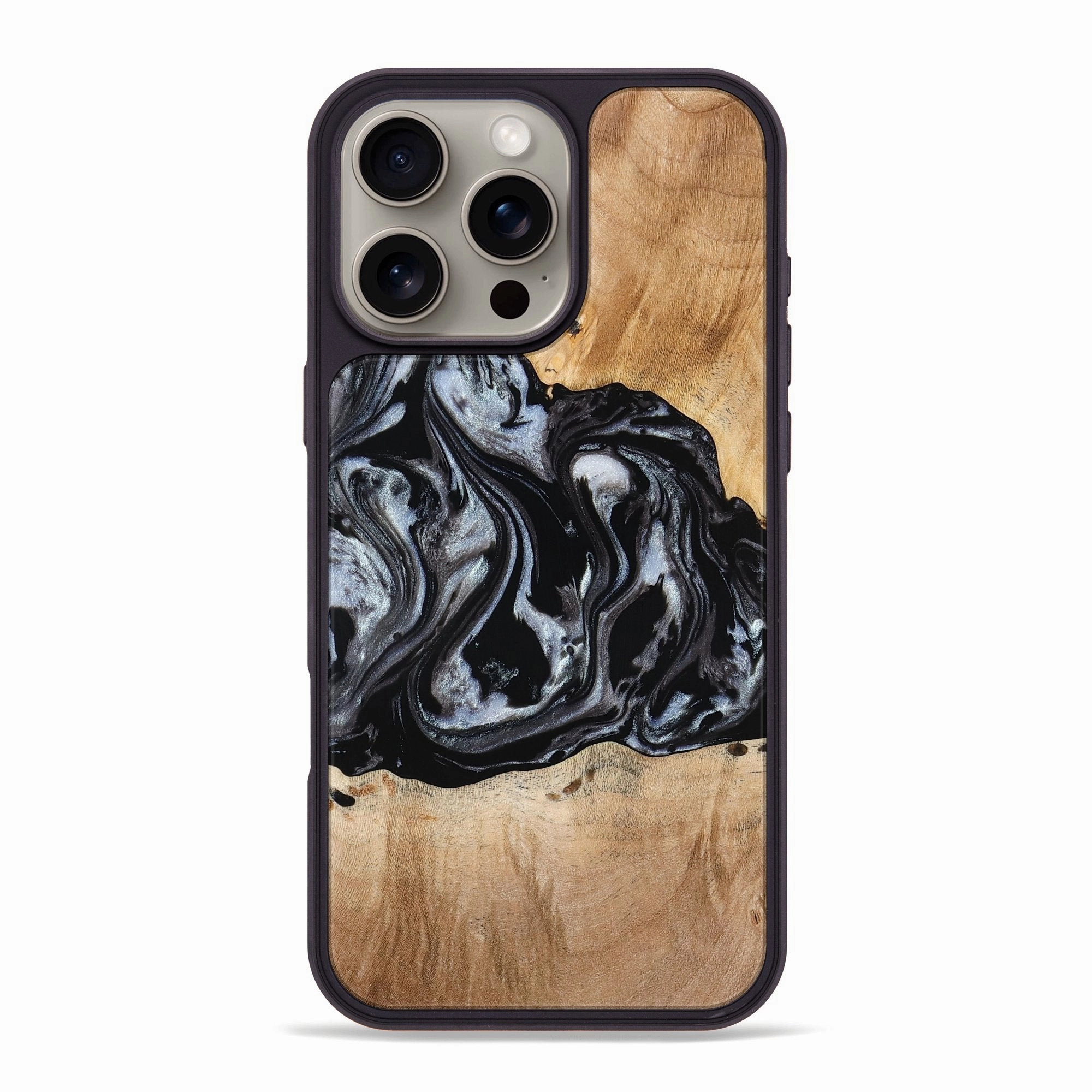Iphone 16 Pro Max Wood Phone Case - Roberto (Black & White, 774922) Fingerprint Resistant Coating