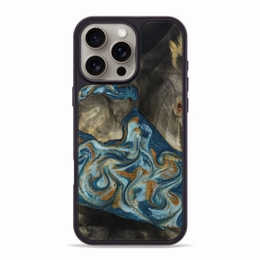 Anti Dust Film Iphone 16 Pro Max Wood Phone Case - Rowland (Teal & Gold, 781338)