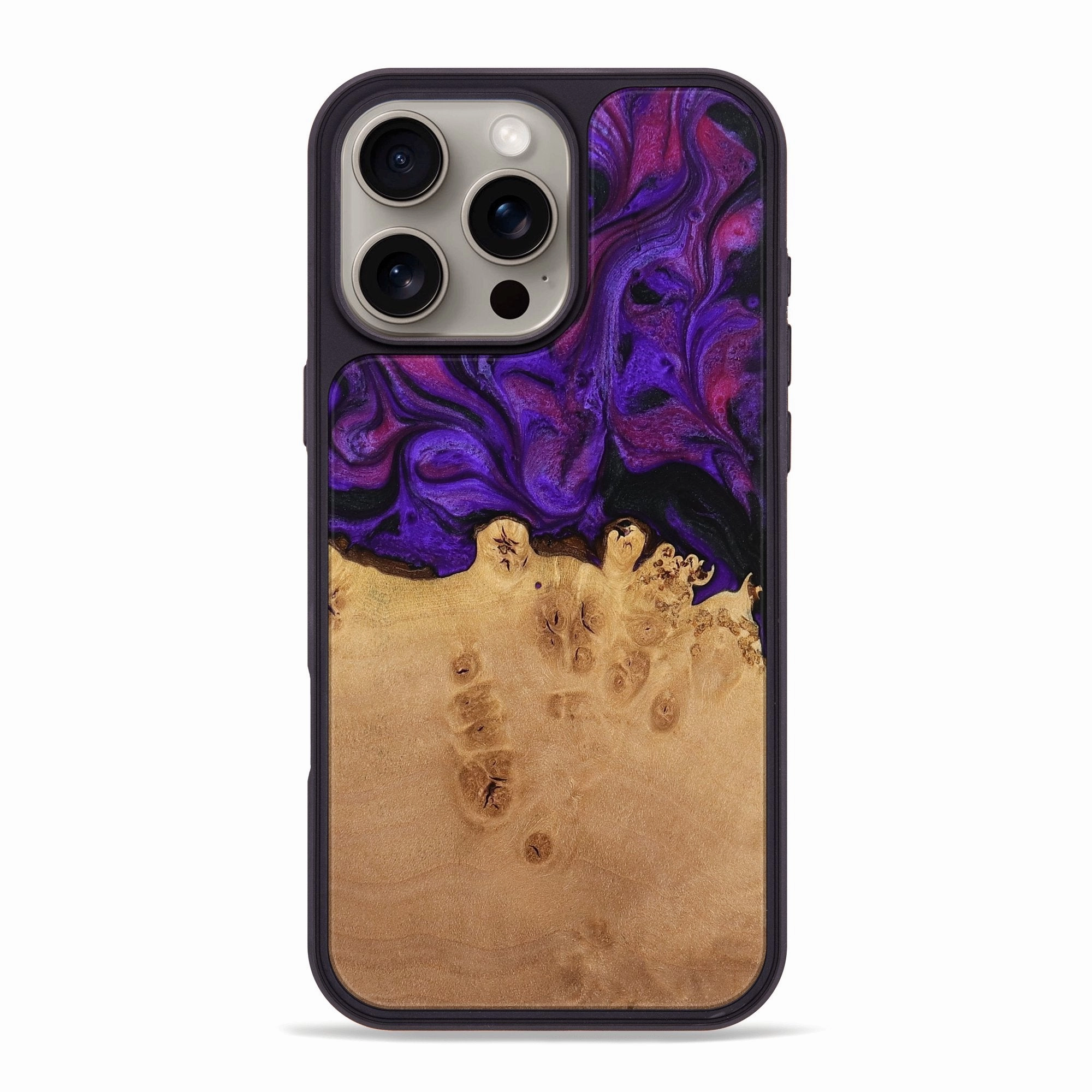 Iphone 16 Pro Max Wood Phone Case - Shamar (Purple, 773355) Anti Finger Smudge
