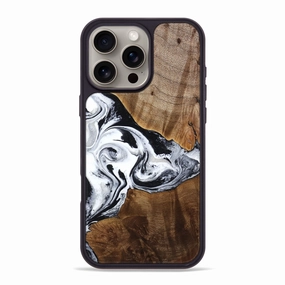Anti Finger Oil Iphone 16 Pro Max Wood Phone Case - Shanon (Black & White, 772070)