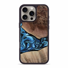 Anti Fingerprint Film Iphone 16 Pro Max Wood Phone Case - Stella (Blue, 762990)