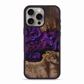 Anti Fingerprint Screen Iphone 16 Pro Max Wood Phone Case - Steve (Purple, 771633)