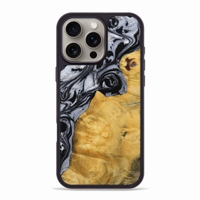 Iphone 16 Pro Max Wood Phone Case - Teri (Black & White, 772544) Fingerprint Resistant Anti Finger Smudge