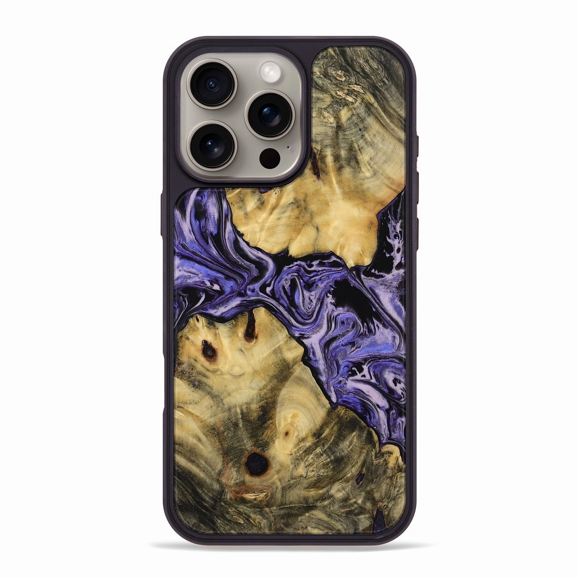 Iphone 16 Pro Max Wood Phone Case - Tevin (Purple, 769496) Anti Reflection Coating Fingerprint Free