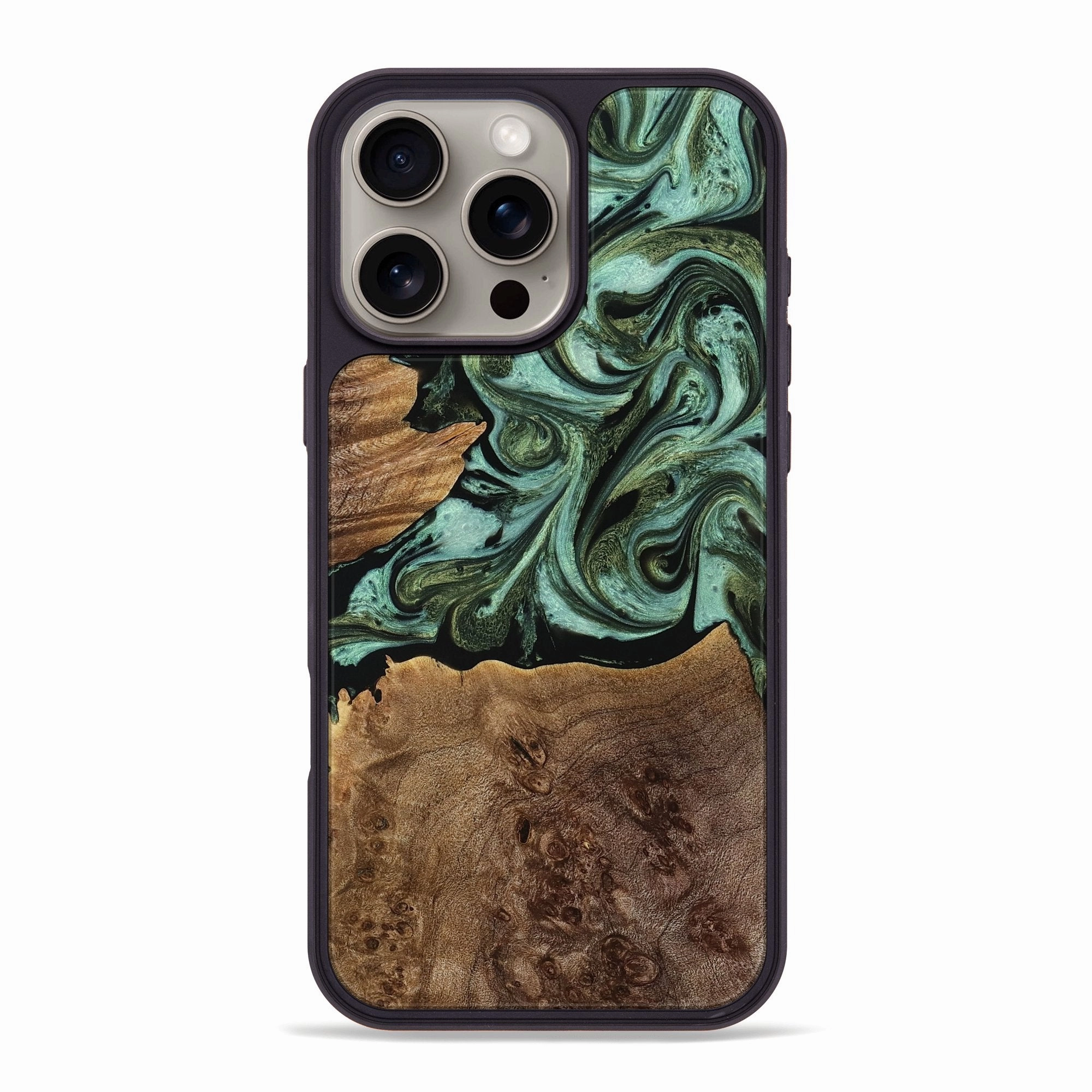 Iphone 16 Pro Max Wood Phone Case - Wayne (Green, 771396) Anti Fingerprint Shield Anti Finger Oil