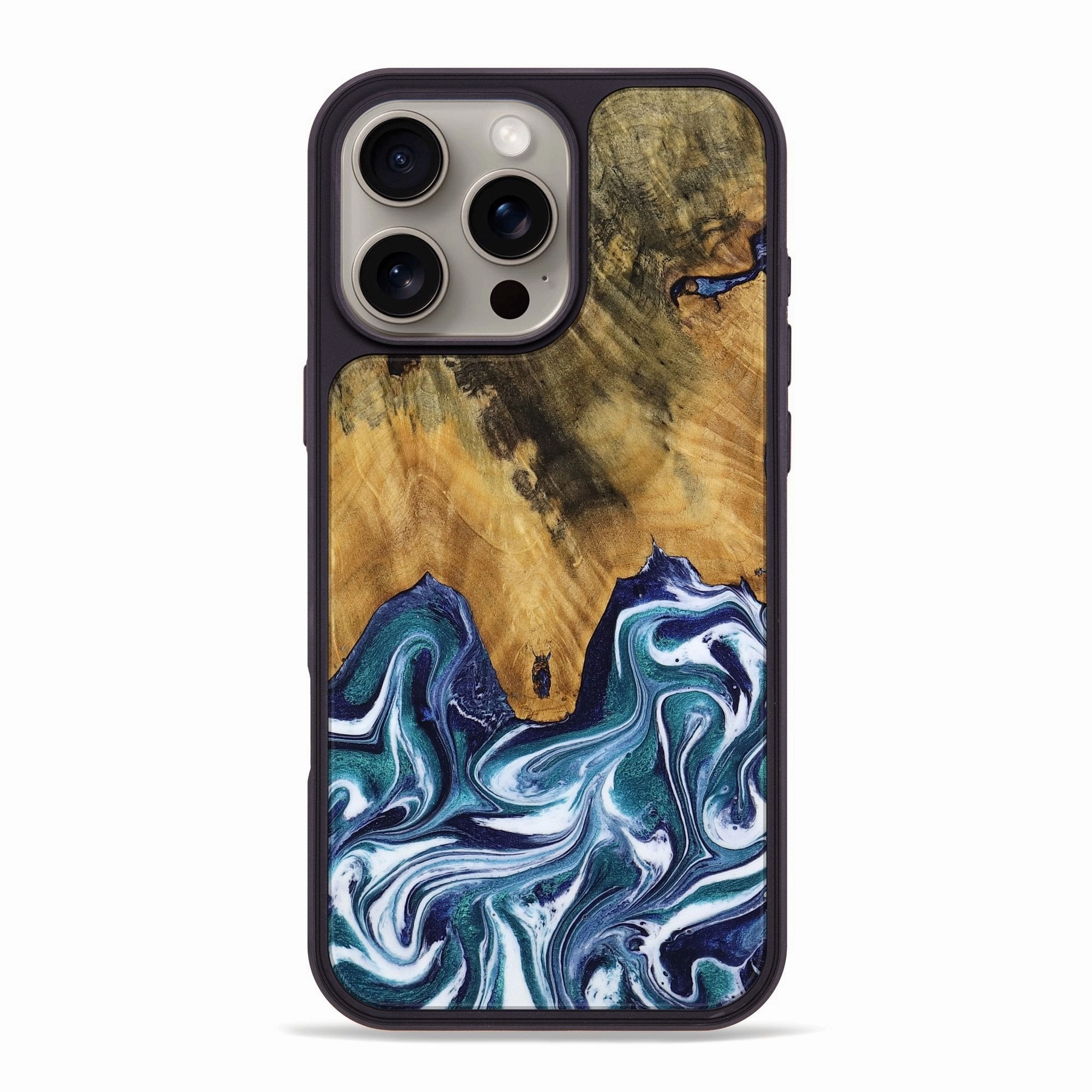 Fingerprint Free Anti Finger Smudge Film Iphone 16 Pro Max Wood Phone Case - Woodrow (Blue, 772229)
